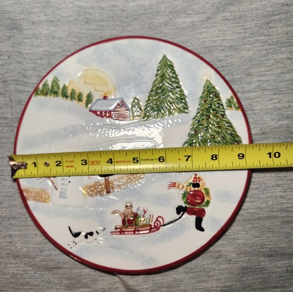 David Carter Brown Christmas Valley Children Sledding Snowmen Trivet 9.5" - Picture 7 of 7